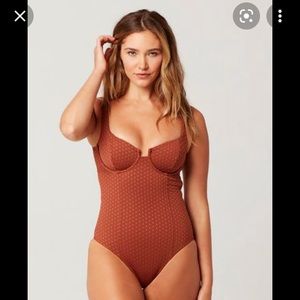 L*Space On the Dot Texture Tobacco Nicolette One Piece Swimsuit